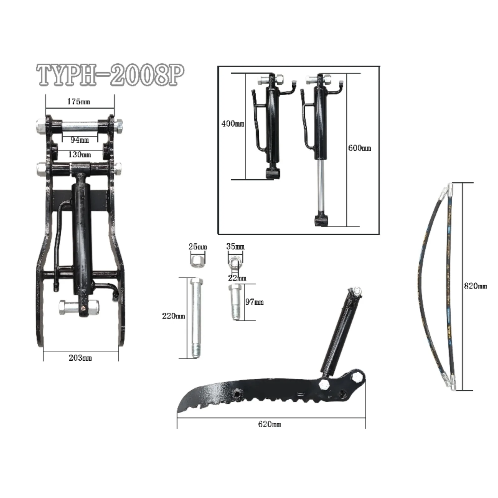 Budget Style Hydraulic Thumb Clip Attachment for Mini Excavators Digger Track Crawler