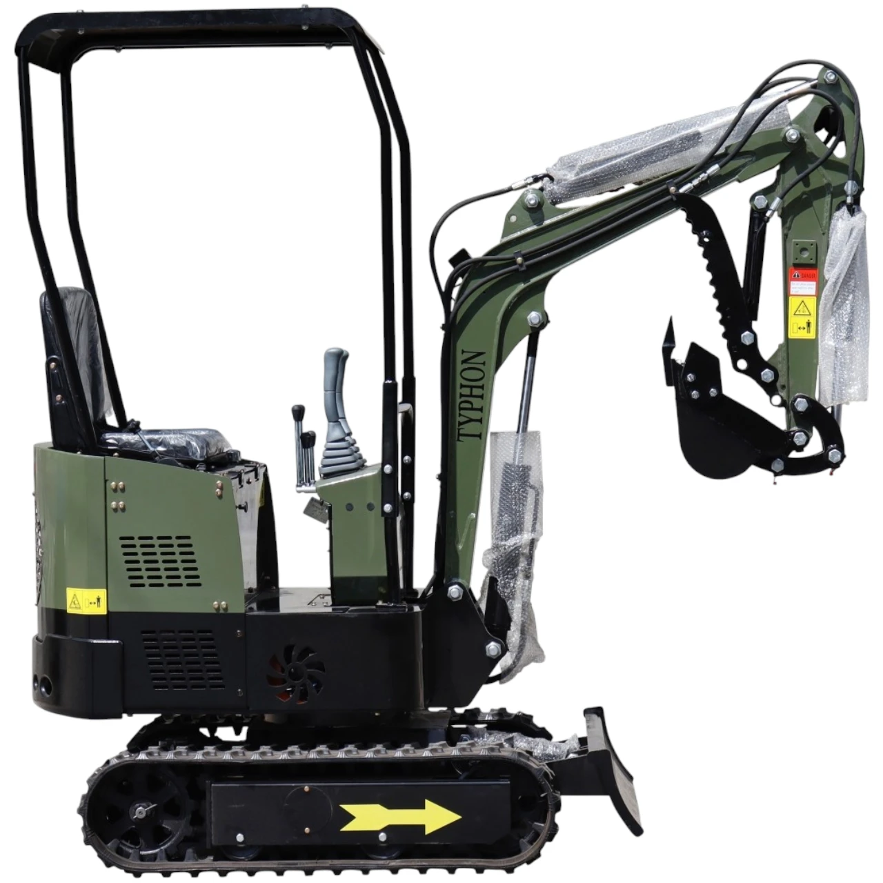 TYPHON TERROR X STORM Mini Excavator – 1 Ton Trench Digger with Canopy, Hydraulic Thumb Clip, Bucket USA