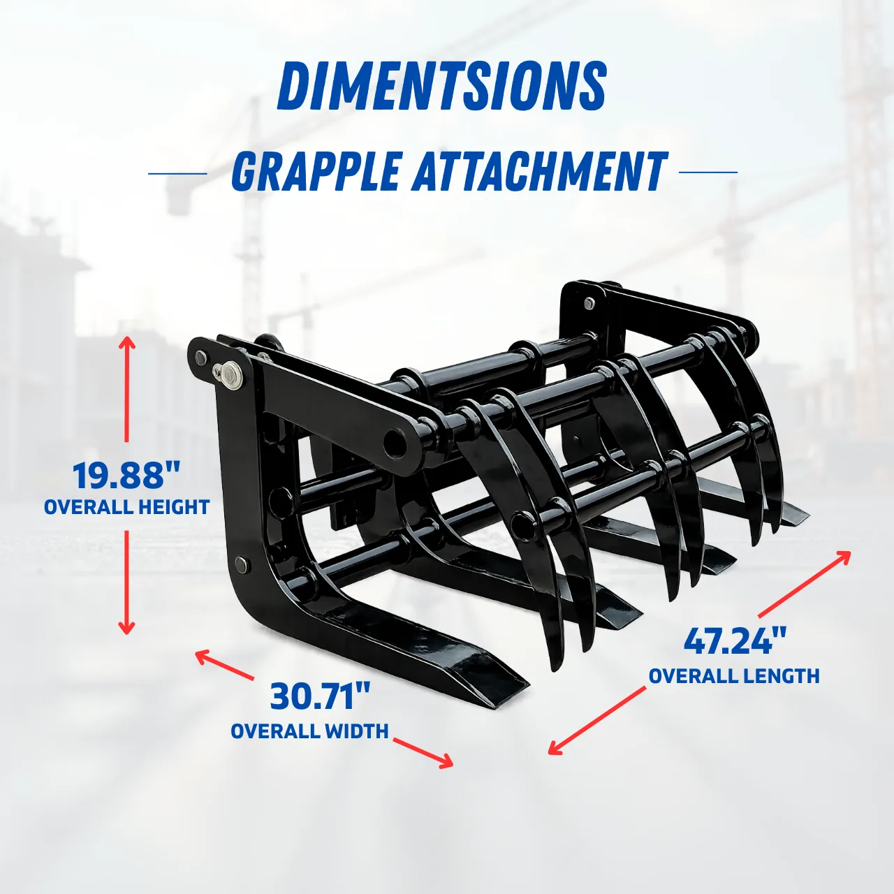 TYPHON Skoop Heavy-Duty Wheel Loader Log Grapple 295 lbs Robust Log & Brush Handler with 6+4 Tine Grip
