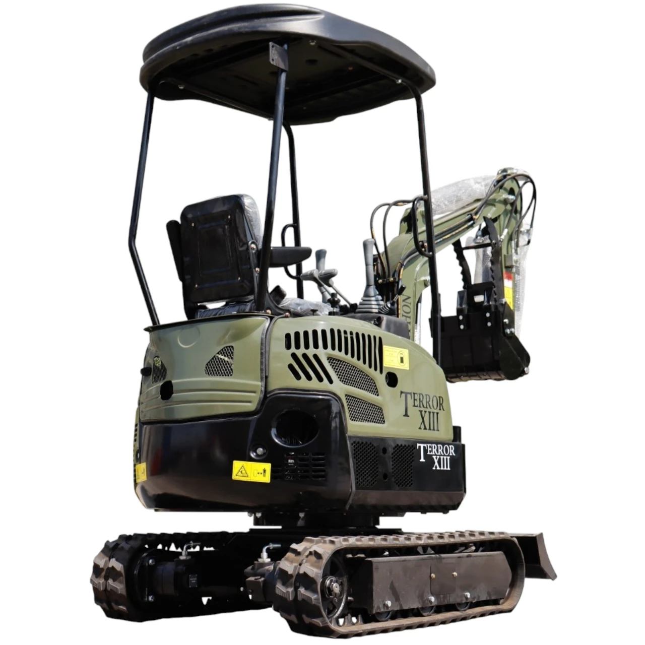 TYPHON TERROR XIII Mini Excavator – 1.3 Ton Trench Digger with Canopy, Hydraulic Thumb Clip, 13.5hp B&S Engine USA