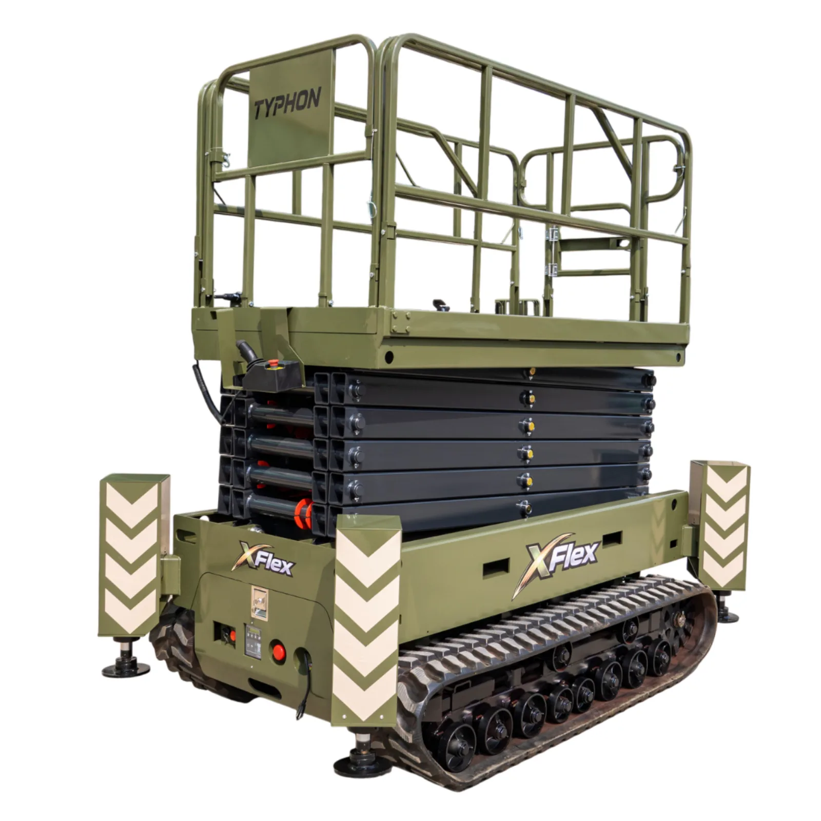 TYPHON xFlex-4068ET Electric Rubber Track Scissor Lift 3.2 Ton with 5.4HP Hydraulic Pump Motor Drive and Hydraulic Lifting Cylinder, 40 ft Max Lifting Height
