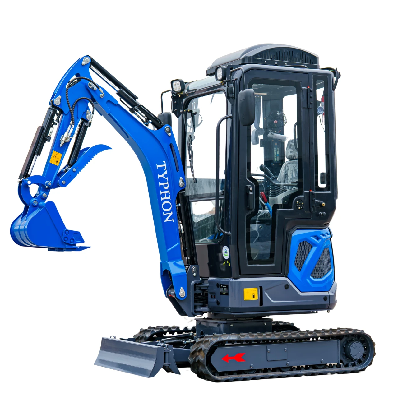 TYPHON TERROR XIX Prestige AC/Heater Cabin Mini Excavator 4200lbs 20.4 HP Kubota D902 with Boom Swing, Retractable Tracks