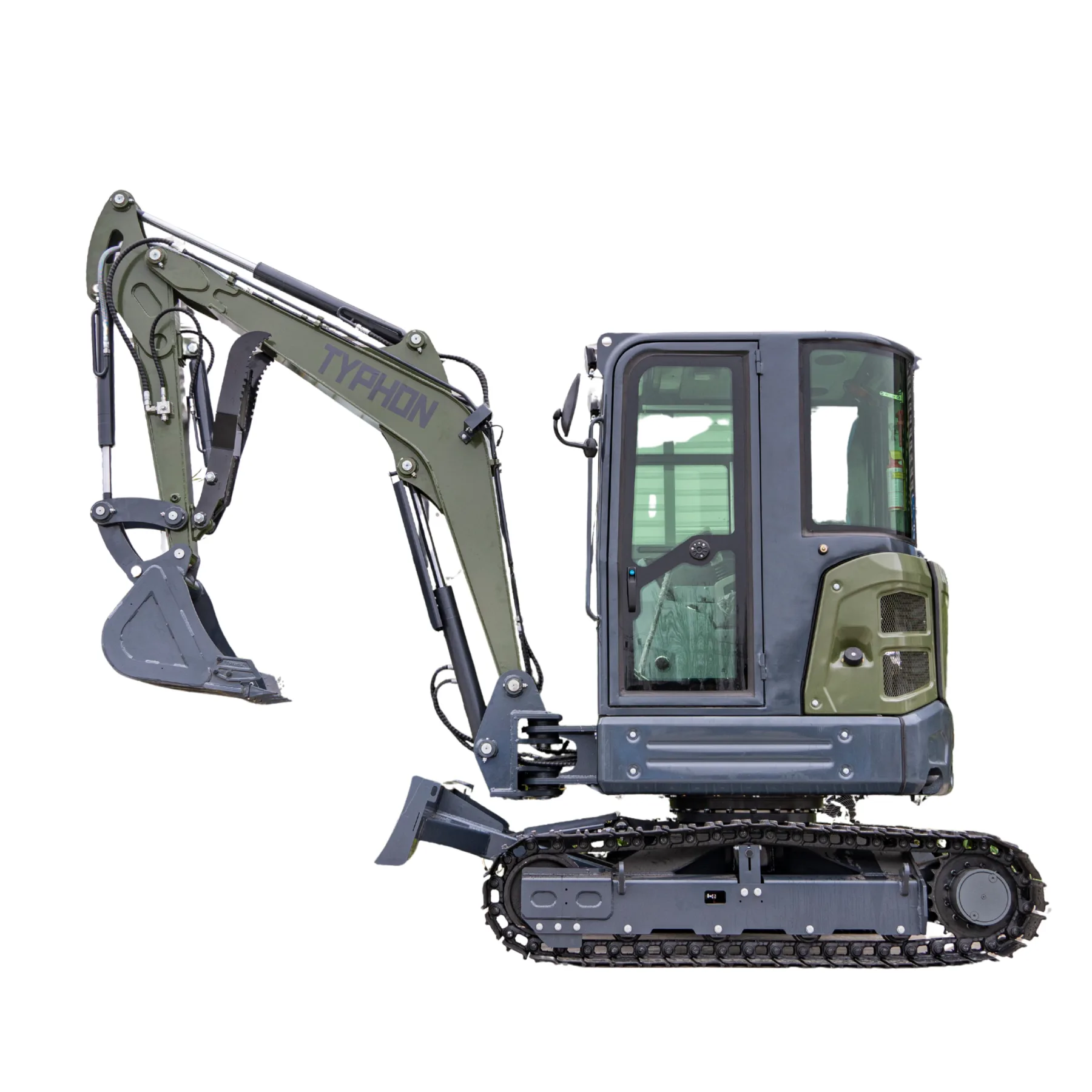 TYPHON KUVUO 4.0 four ton cabin mini excavator w Kubota D1703 Diesel engine Metal Tracks, Boom Swing, AC Heater, Hydraulic Control