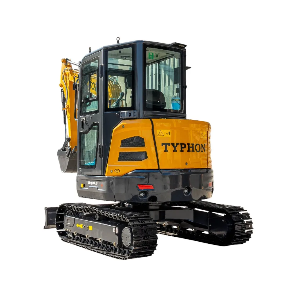 TYPHON NAGA 4.0 Mini Excavator with 4 Ton 24.4hp Yanmar Diesel Engine Metal Track ISO SAE control switch, AC Heater Cabin, 2 Travel Speed