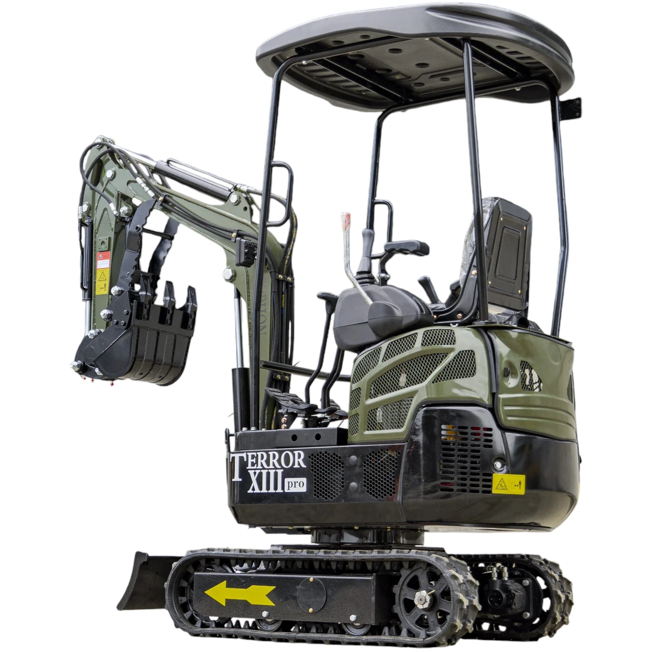 TYPHON TERROR XIII PRO Mini Excavator – 1.3 Ton Trench Digger with Canopy, Hydraulic Thumb Clip, 22.1hp Honda Engine USA