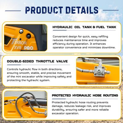 TYPHON TERROR XVII PRO Prestige Edition Mini Excavator 4000LB Kubota D902 Diesel, Enclosed Cab… – product detail image 7